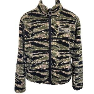 Triumph‎ Motorcycles Dodge High Pile Fleece Jacket Sz M Camo Casual